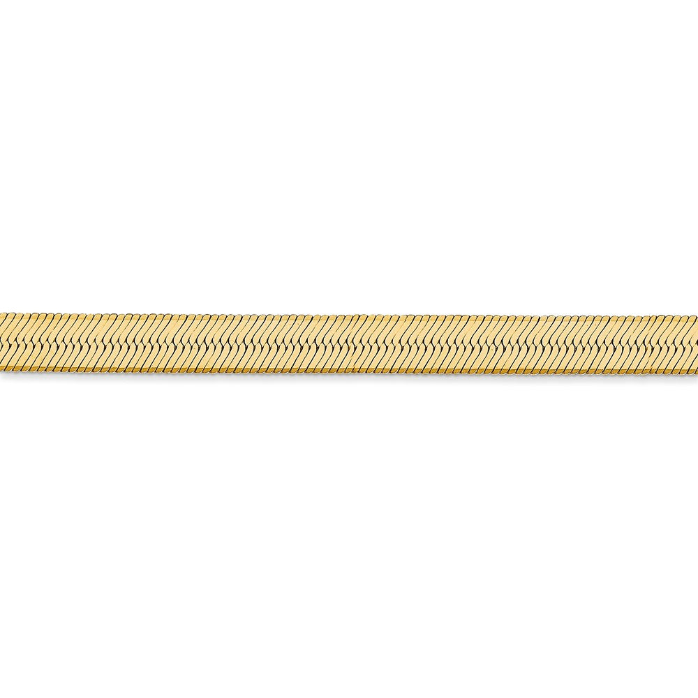 Alternate view of the 5.5mm, 14k Yellow Gold, Solid Herringbone Chain Bracelet by The Black Bow Jewelry Co.