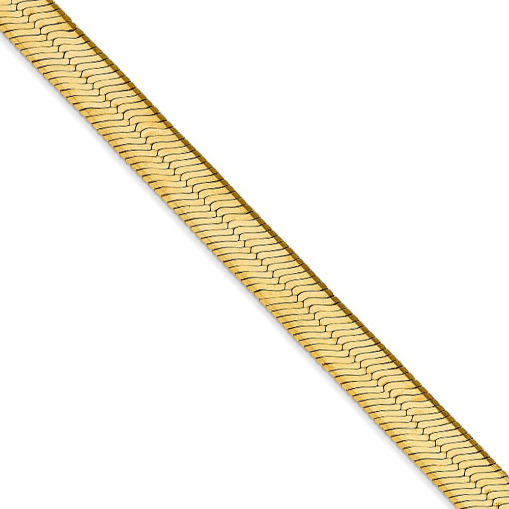 6.5mm, 14k Yellow Gold, Solid Herringbone Chain Necklace
