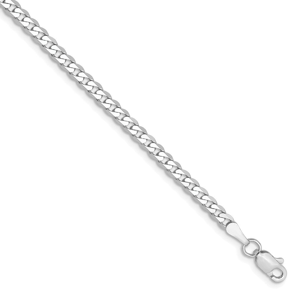2.9mm, 14k White Gold, Flat Beveled Curb Chain Bracelet, Item C8581-B by The Black Bow Jewelry Co.