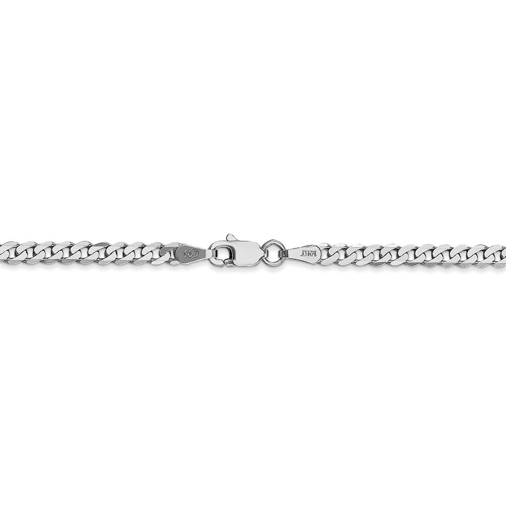 Alternate view of the 2.9mm, 14k White Gold, Flat Beveled Curb Chain Bracelet by The Black Bow Jewelry Co.