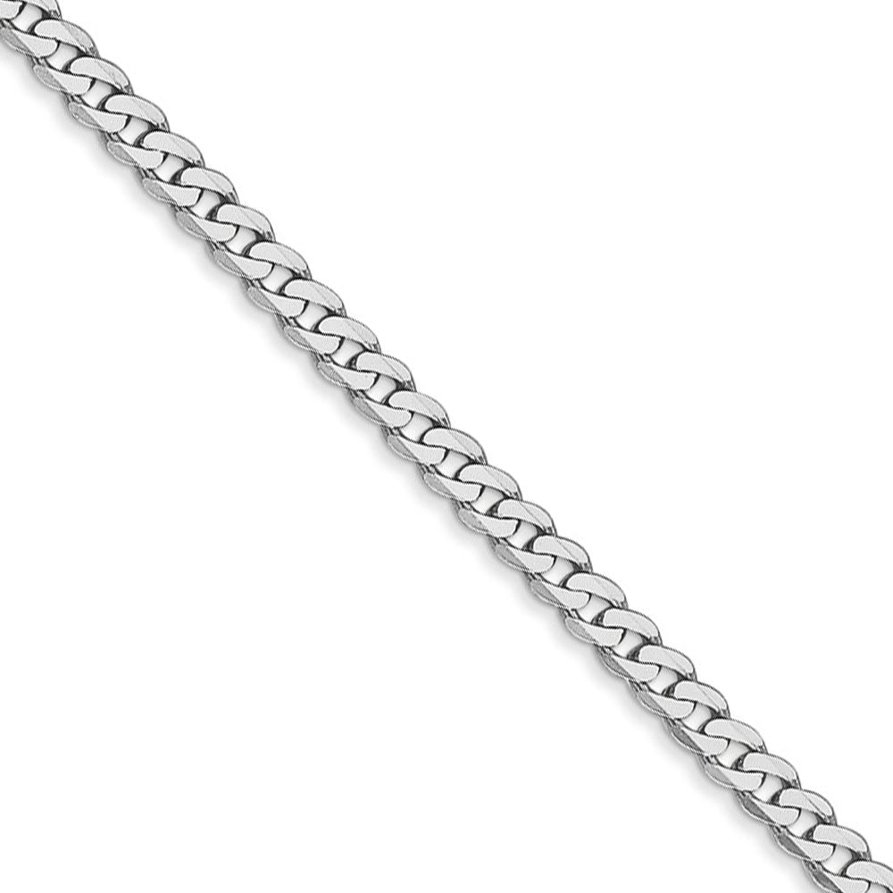 2.9mm, 14K White Gold, Solid Flat Beveled Curb Chain Necklace