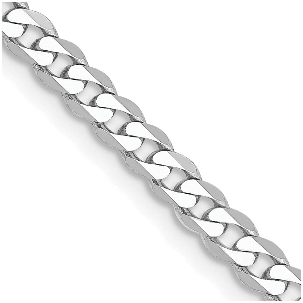 2.9mm, 14K White Gold, Solid Flat Beveled Curb Chain Necklace, Item C8581 by The Black Bow Jewelry Co.