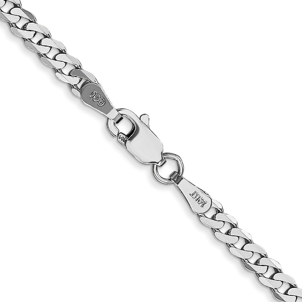 Alternate view of the 2.9mm, 14K White Gold, Solid Flat Beveled Curb Chain Necklace by The Black Bow Jewelry Co.