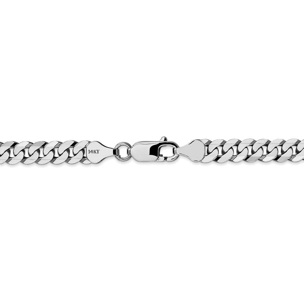 Alternate view of the Men&#39;s 6.25mm, 14k White Gold, Flat Beveled Curb Chain Bracelet by The Black Bow Jewelry Co.