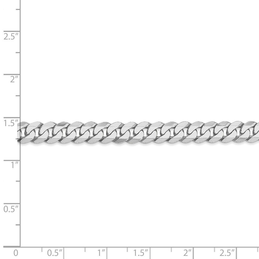 Alternate view of the Men&#39;s 6.25mm, 14k White Gold, Flat Beveled Curb Chain Bracelet by The Black Bow Jewelry Co.