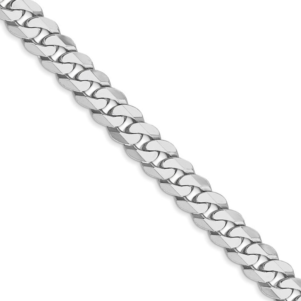 Men&#39;s 6.25mm, 14k White Gold, Flat Beveled Curb Chain Necklace