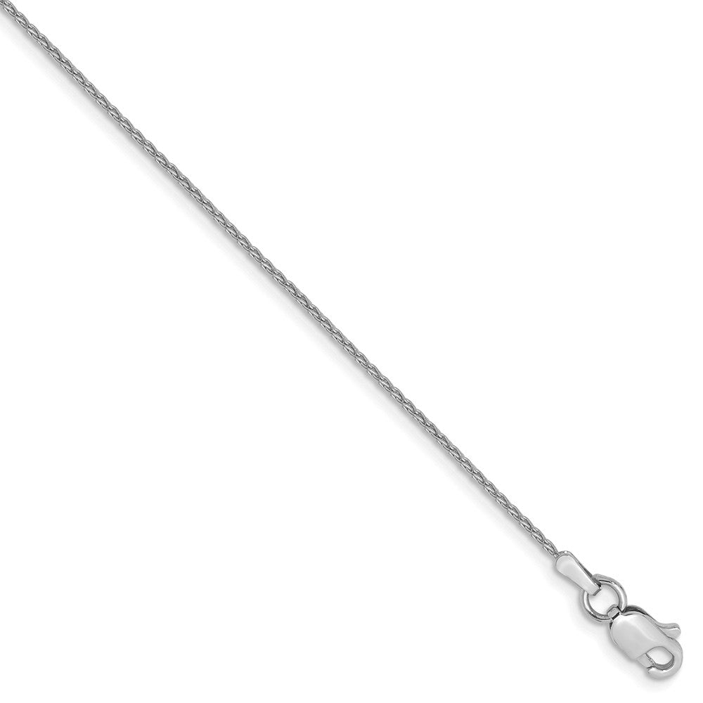 1mm, 14k White Gold, Solid Parisian Wheat Chain Anklet, Item C8586-A by The Black Bow Jewelry Co.