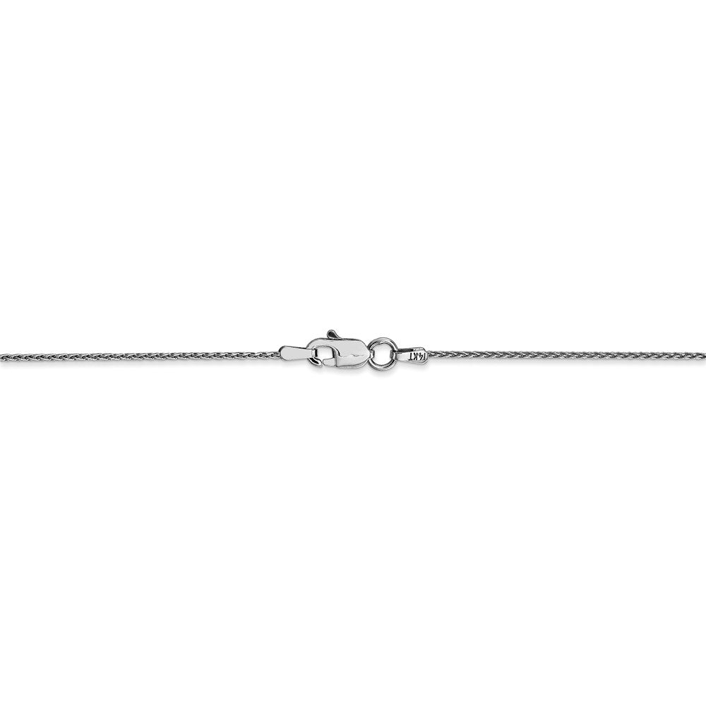 Alternate view of the 1mm, 14k White Gold, Solid Parisian Wheat Chain Necklace by The Black Bow Jewelry Co.