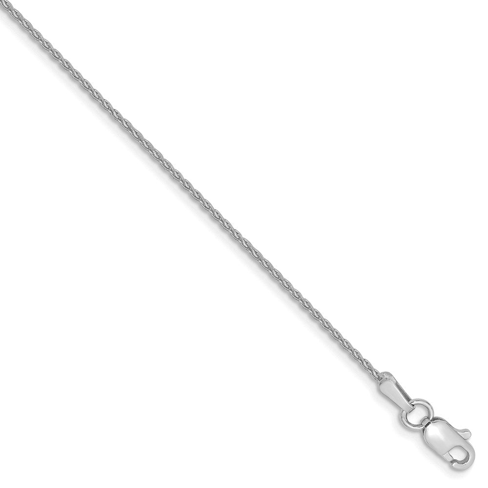 1.2mm, 14k White Gold, Solid Parisian Wheat Chain Anklet, Item C8587-A by The Black Bow Jewelry Co.