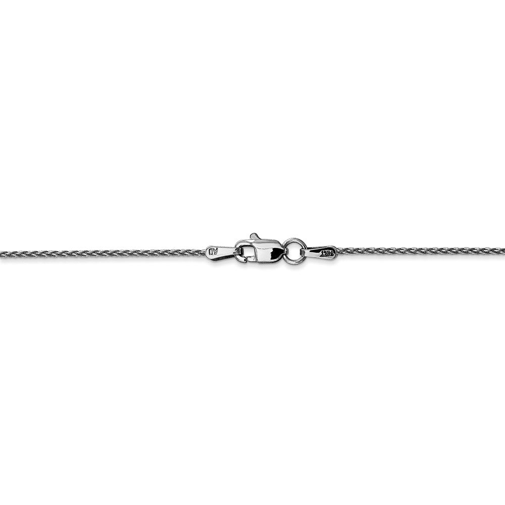 Alternate view of the 1.2mm, 14k White Gold, Solid Parisian Wheat Chain Necklace by The Black Bow Jewelry Co.