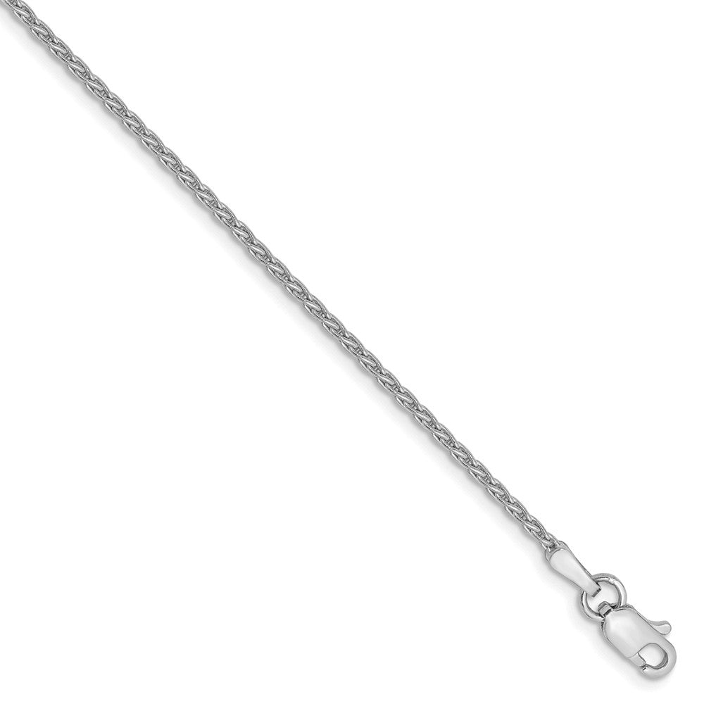 1.5mm, 14k White Gold, Solid Parisian Wheat Chain Anklet, Item C8588-A by The Black Bow Jewelry Co.