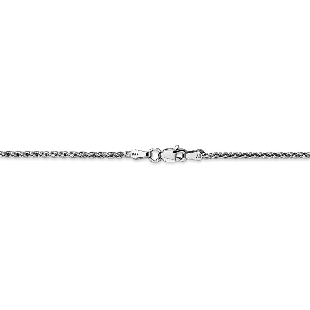 Alternate view of the 1.75mm, 14k White Gold, Solid Parisian Wheat Chain Necklace by The Black Bow Jewelry Co.