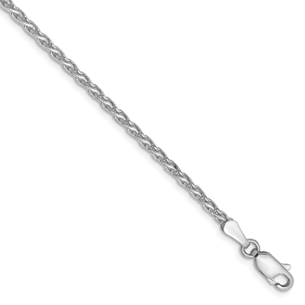 2.25mm, 14k White Gold, Solid Parisian Wheat Chain Bracelet, Item C8590-B by The Black Bow Jewelry Co.