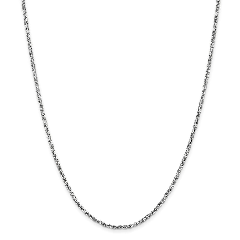 Alternate view of the 2.25mm, 14k White Gold, Solid Parisian Wheat Chain Necklace by The Black Bow Jewelry Co.