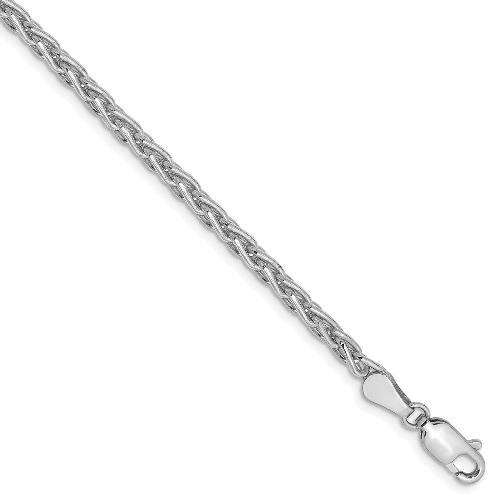 3mm, 14k White Gold, Solid Parisian Wheat Chain Bracelet, 7 Inch, Item C8591-07 by The Black Bow Jewelry Co.