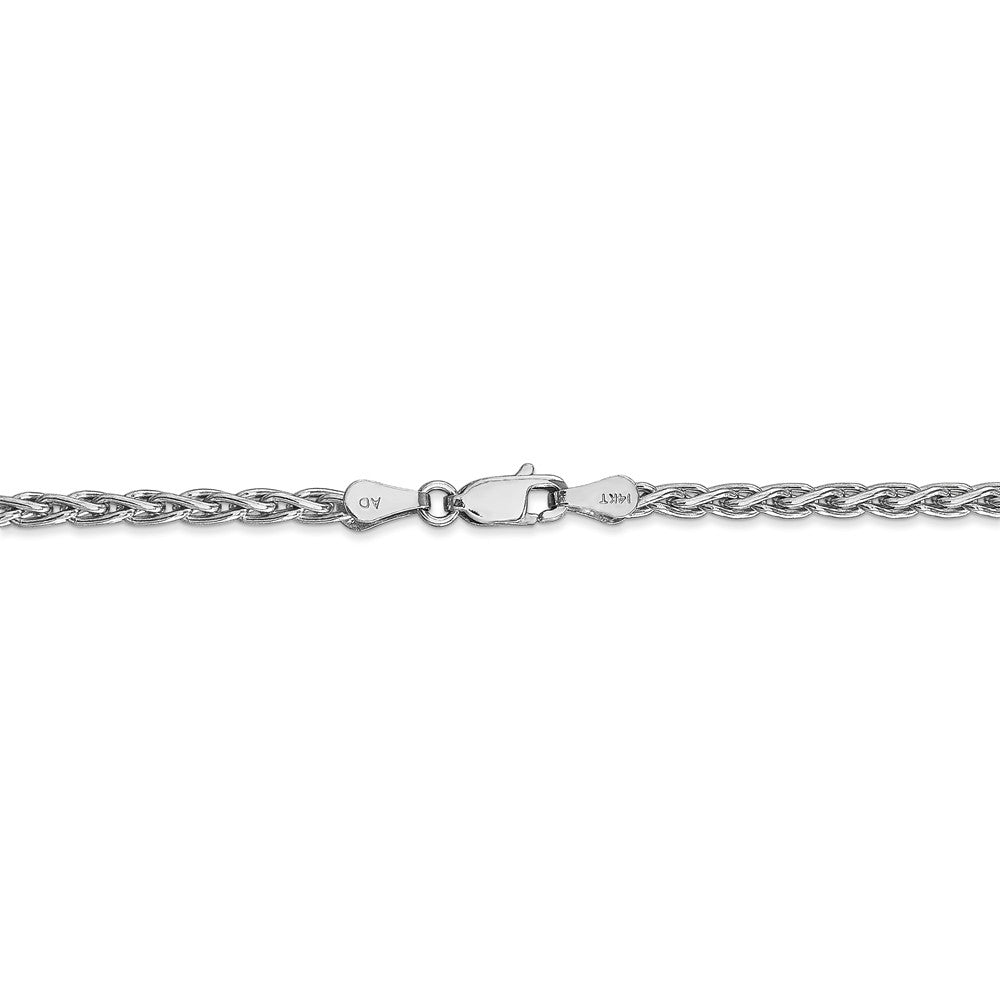 Alternate view of the 3mm, 14k White Gold, Solid Parisian Wheat Chain Necklace by The Black Bow Jewelry Co.