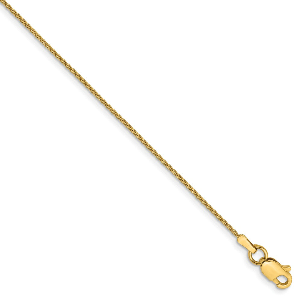 1mm, 14k Yellow Gold, Solid Parisian Wheat Chain Bracelet