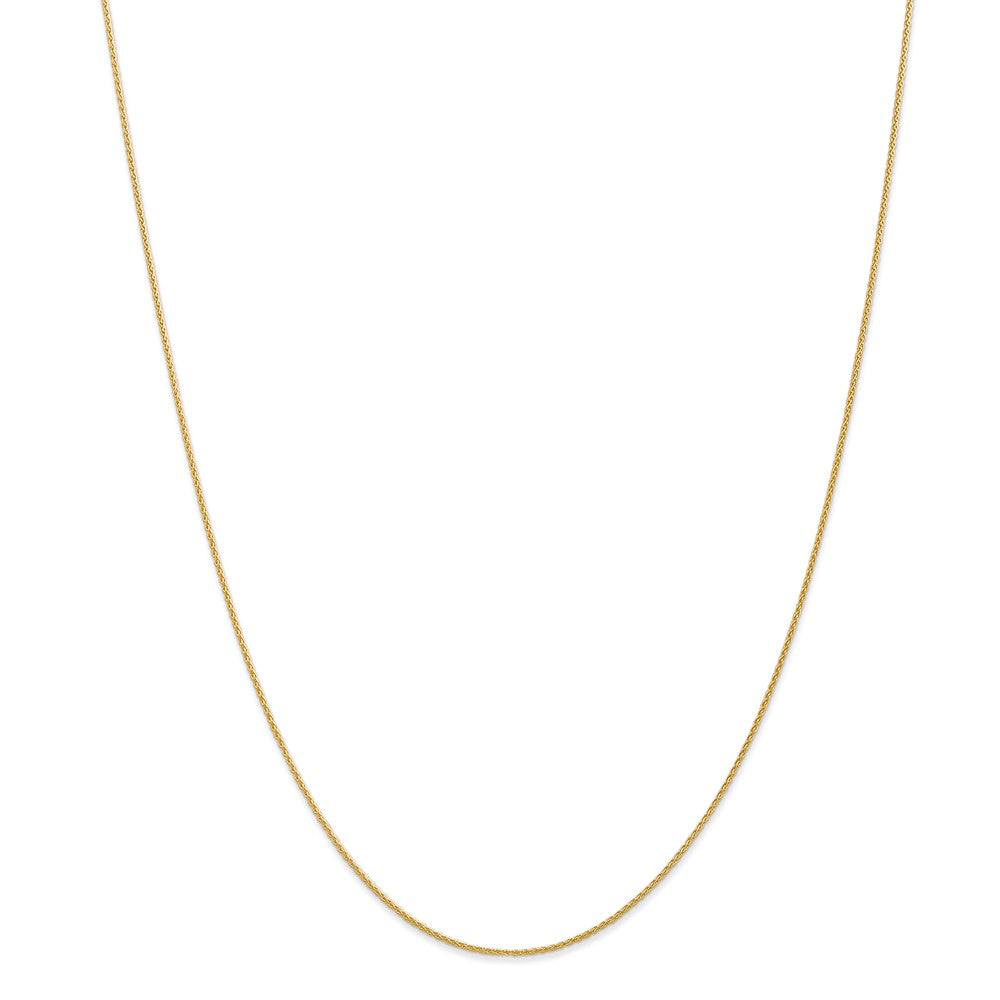 Alternate view of the 1mm, 14k Yellow Gold, Solid Parisian Wheat Chain Necklace by The Black Bow Jewelry Co.