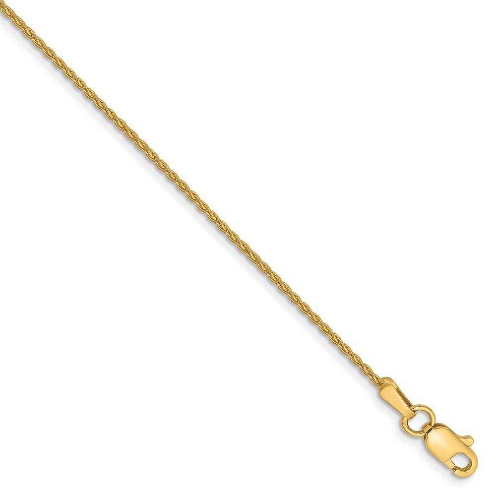 1.2mm, 14k Yellow Gold, Solid Parisian Wheat Chain Anklet, Item C8593-A by The Black Bow Jewelry Co.