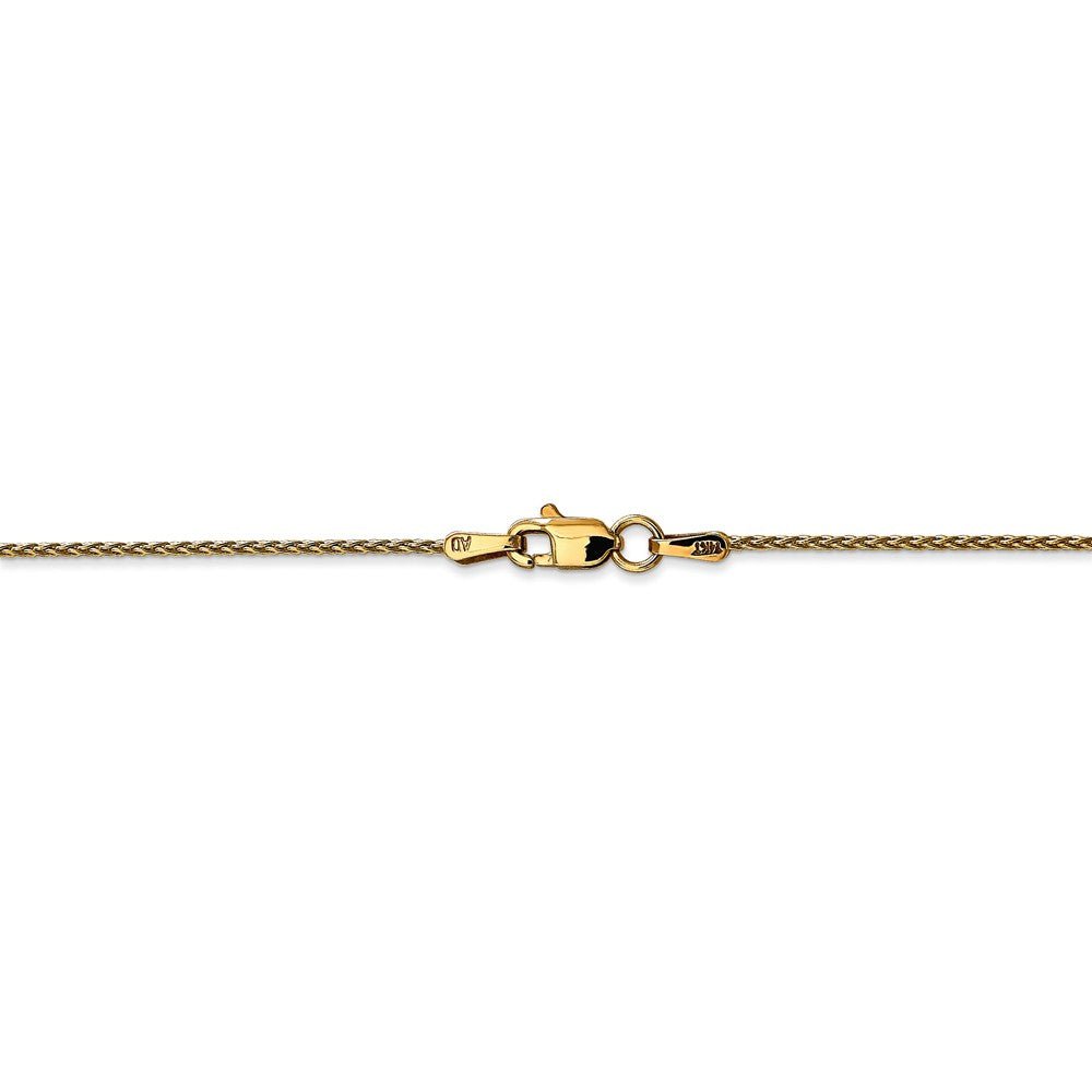 Alternate view of the 1.2mm, 14k Yellow Gold, Solid Parisian Wheat Chain Necklace by The Black Bow Jewelry Co.