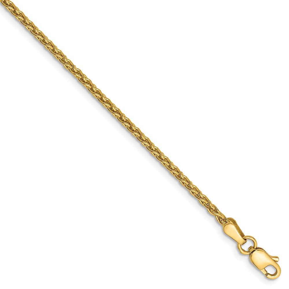 1.75mm, 14k Yellow Gold, Solid Parisian Wheat Chain Bracelet, Item C8595-B by The Black Bow Jewelry Co.