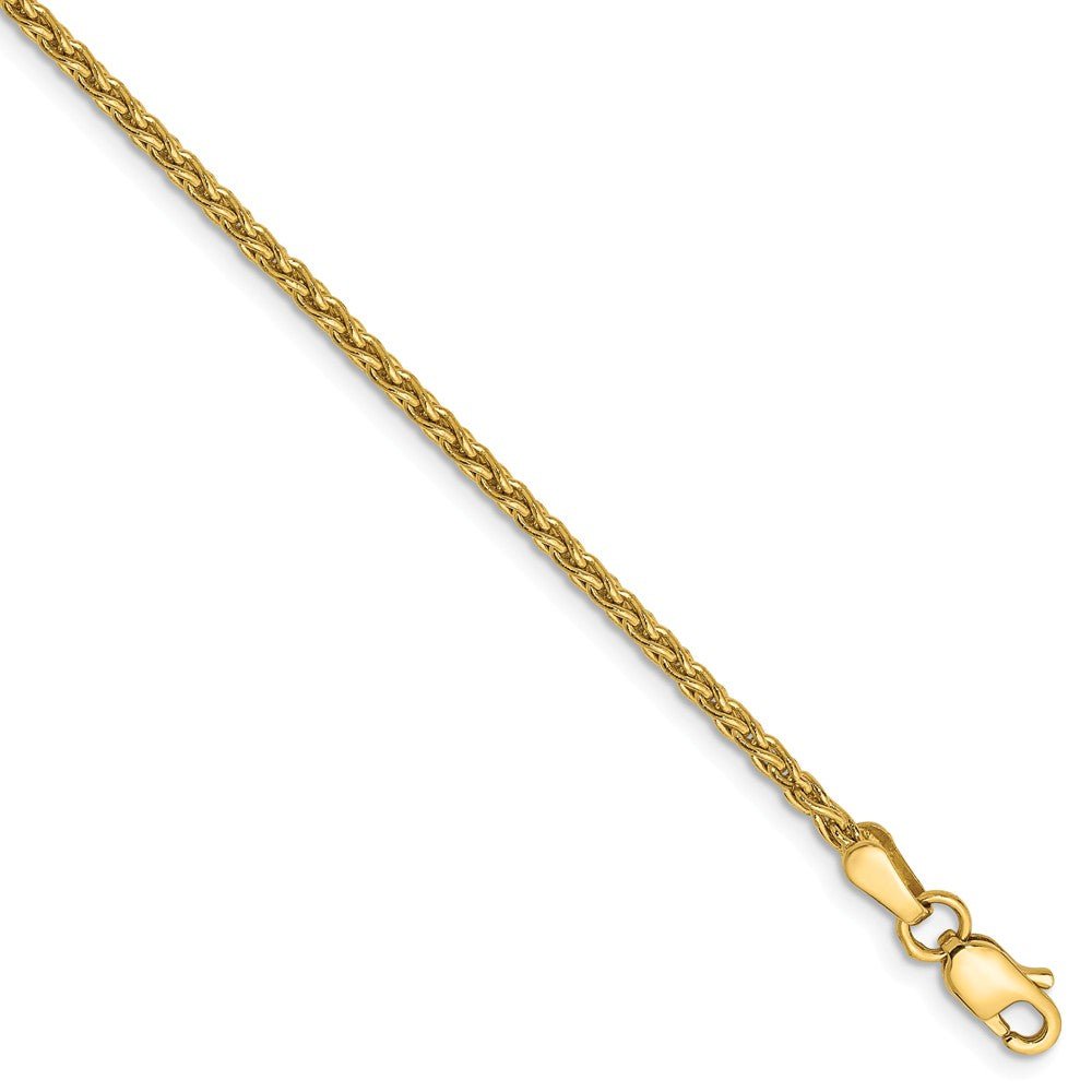 1.75mm, 14k Yellow Gold, Solid Parisian Wheat Chain Anklet, 10 Inch, Item C8595-10 by The Black Bow Jewelry Co.