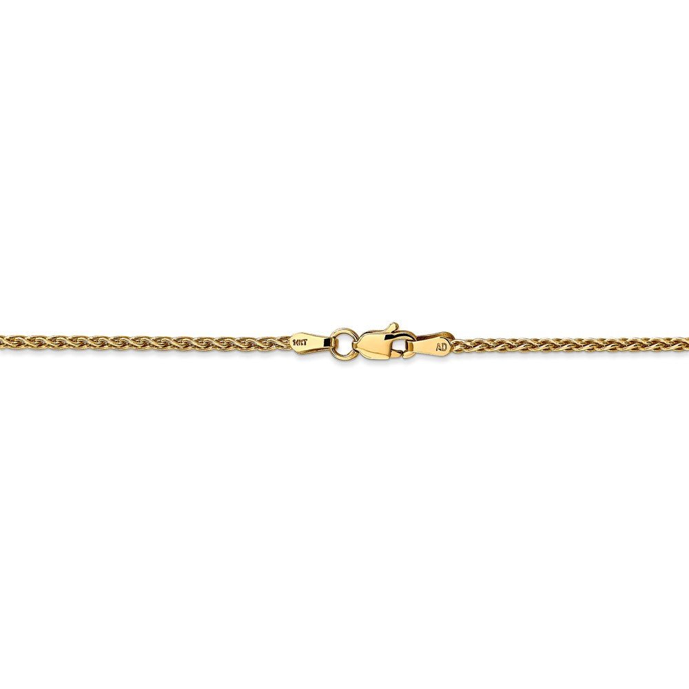 Alternate view of the 1.75mm, 14k Yellow Gold, Solid Parisian Wheat Chain Anklet, 10 Inch by The Black Bow Jewelry Co.