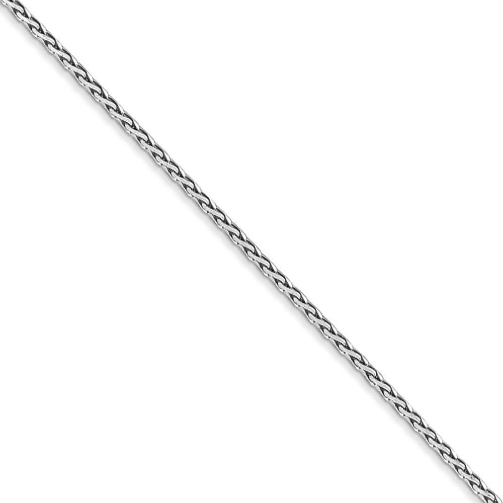 1.5mm, 14k White Gold, Solid D/C Round Wheat Chain Necklace