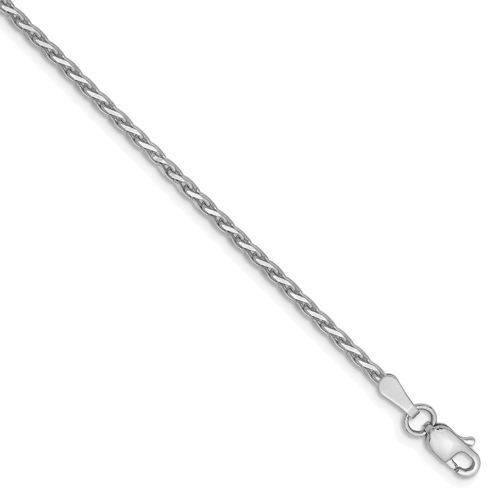 1.9mm, 14k White Gold, Solid D/C Round Wheat Chain Bracelet, Item C8599-B by The Black Bow Jewelry Co.