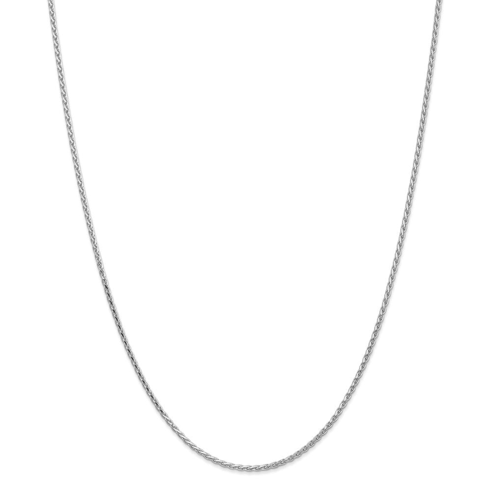Alternate view of the 1.9mm, 14k White Gold, Solid D/C Round Wheat Chain Necklace by The Black Bow Jewelry Co.