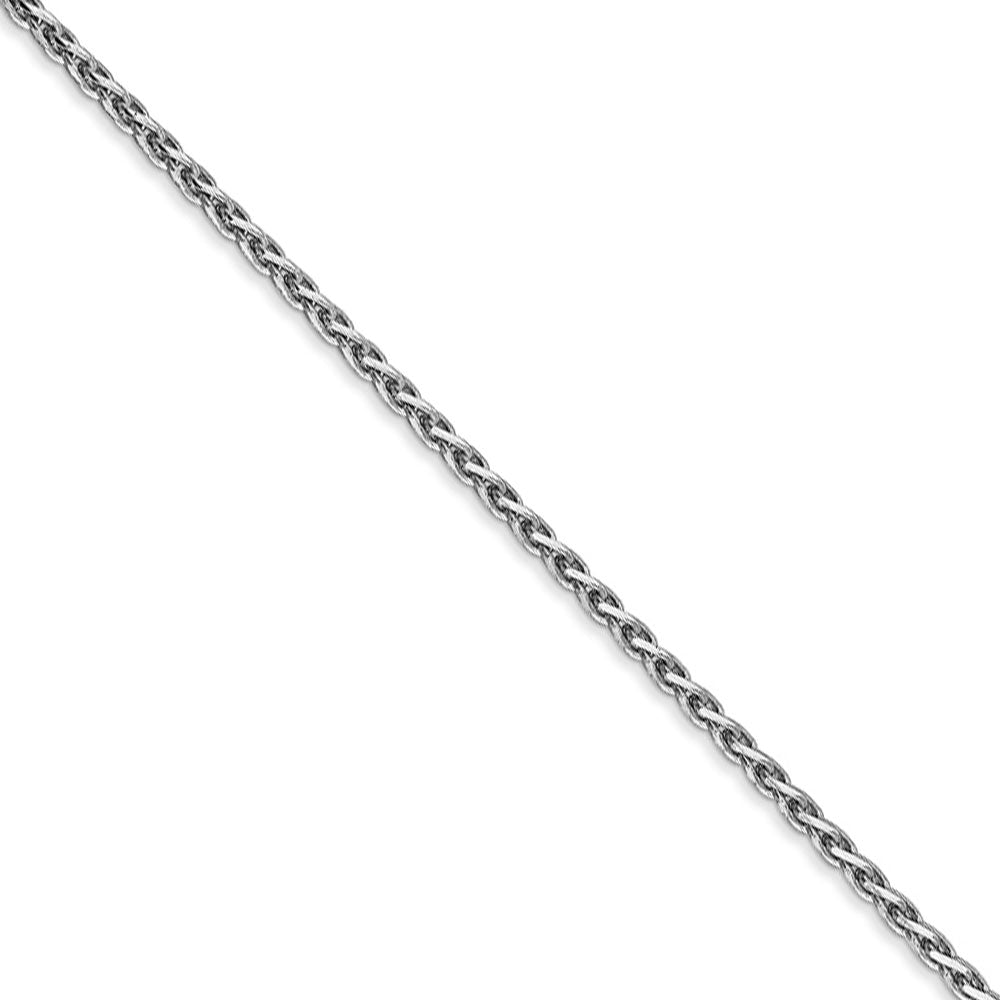 1.9mm, 14k White Gold, Solid D/C Round Wheat Chain Necklace