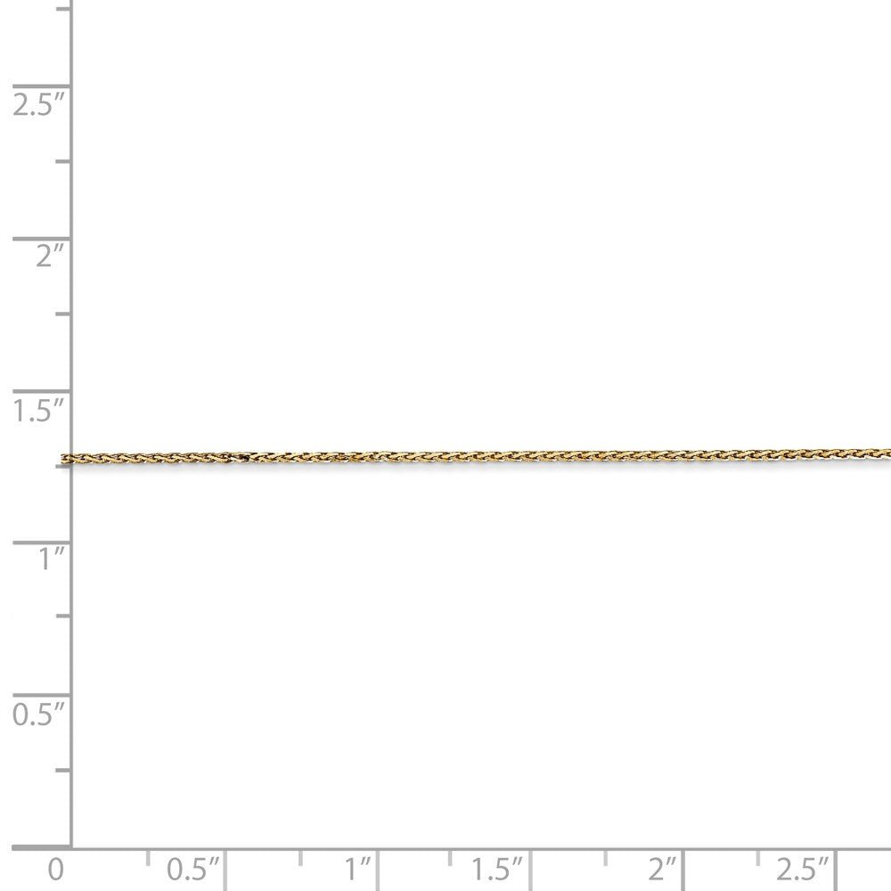 Alternate view of the 0.8mm, 14K Yellow Gold, Diamond Cut, Round Wheat Chain Anklet - 9 inch by The Black Bow Jewelry Co.