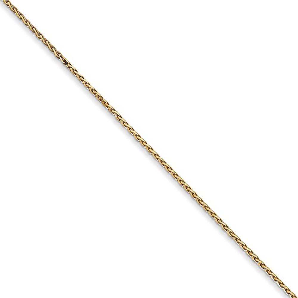 0.8mm 14k Yellow Gold Diamond Cut Round Wheat Chain Necklace
