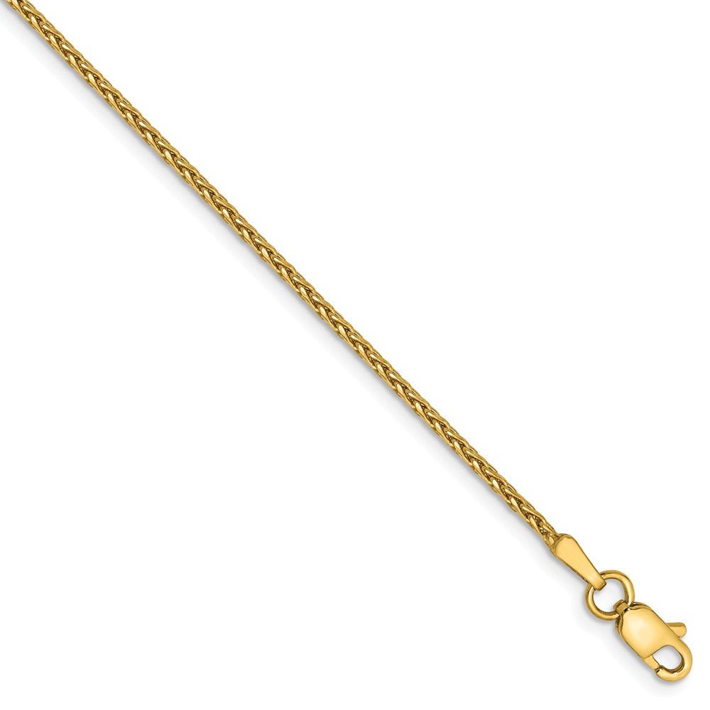 1.5mm 14k Yellow Gold Diamond Cut Round Wheat Chain Anklet, Item C8602-A by The Black Bow Jewelry Co.