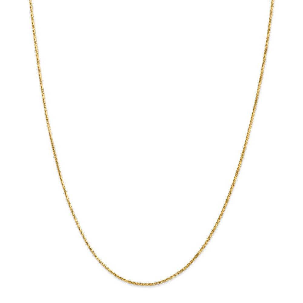 Alternate view of the 1.5mm 14k Yellow Gold Diamond Cut Round Wheat Chain Necklace by The Black Bow Jewelry Co.