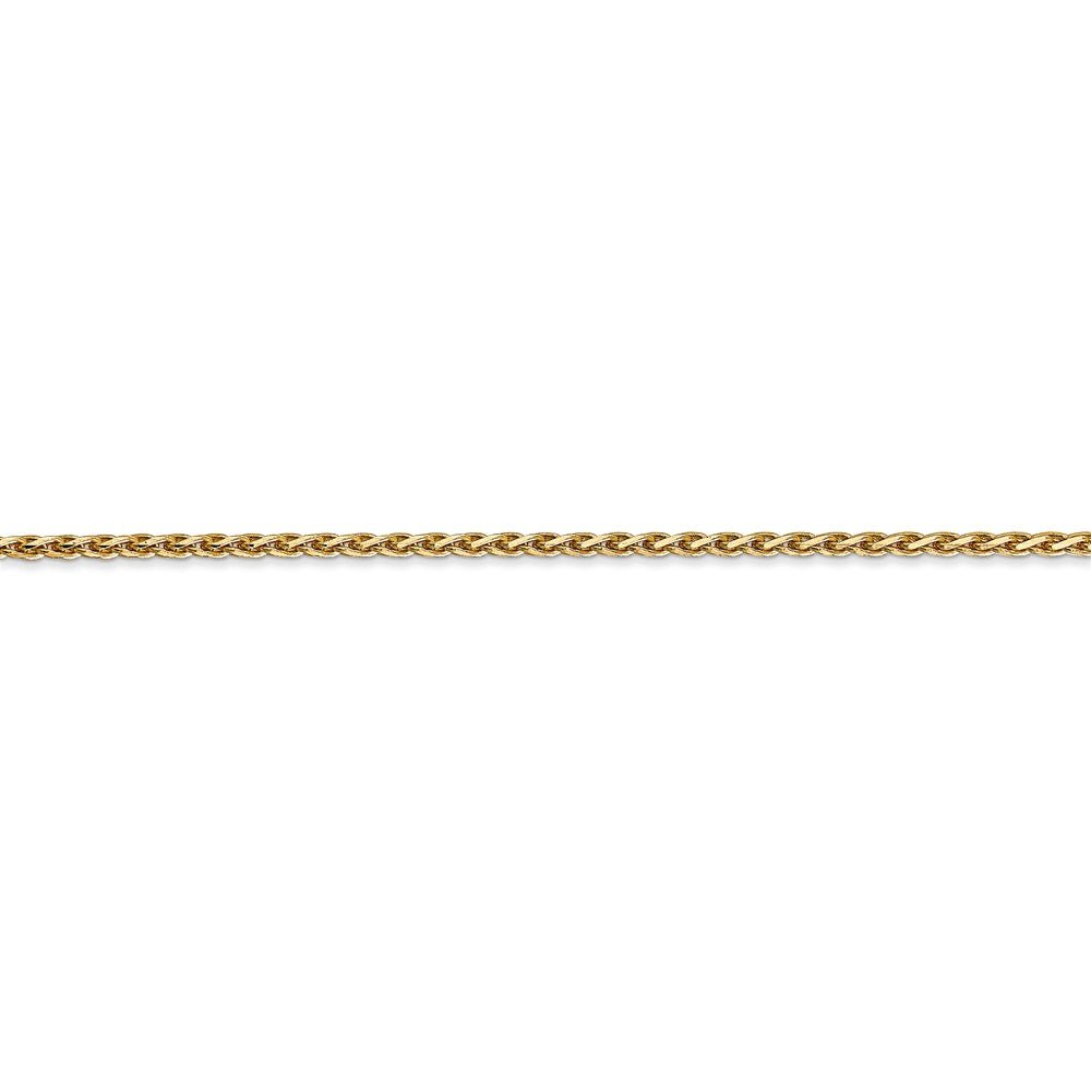 Alternate view of the 1.9mm 14k Yellow Gold Diamond Cut Round Wheat Chain Bracelet by The Black Bow Jewelry Co.