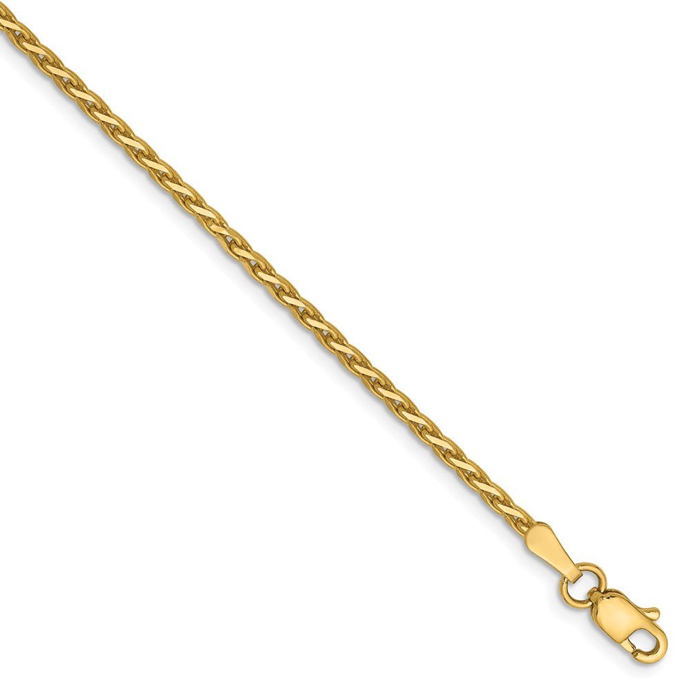 1.9mm 14k Yellow Gold Diamond Cut Round Wheat Chain Bracelet