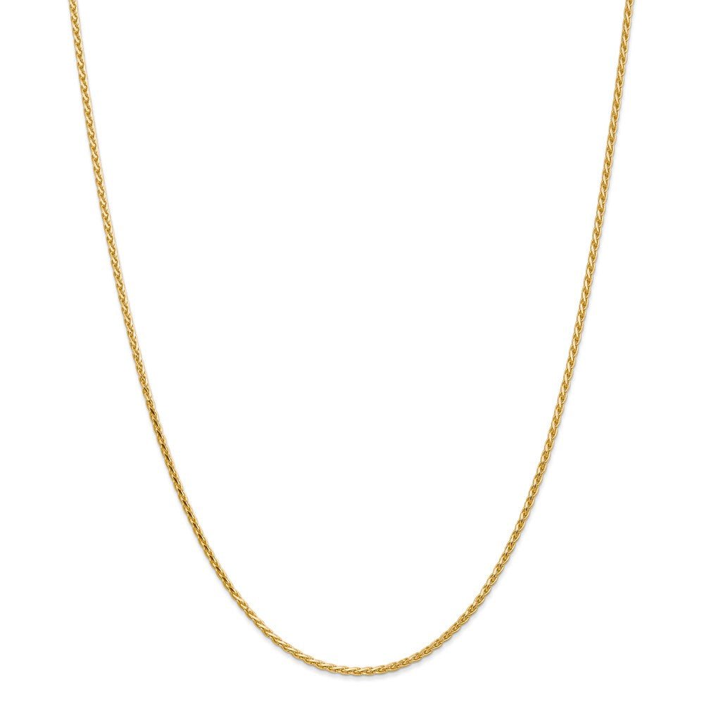 Alternate view of the 1.9mm 14k Yellow Gold Diamond Cut Round Wheat Chain Necklace by The Black Bow Jewelry Co.