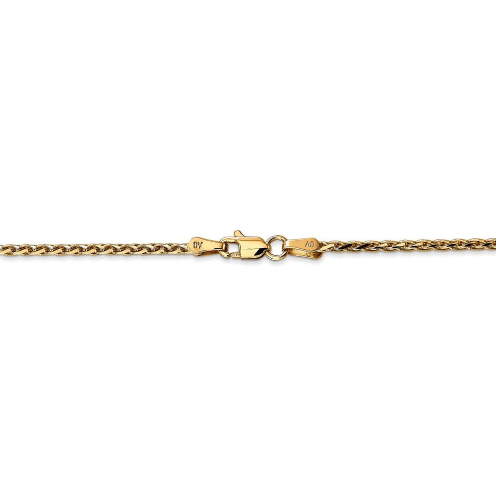 Alternate view of the 1.9mm 14k Yellow Gold Diamond Cut Round Wheat Chain Necklace by The Black Bow Jewelry Co.