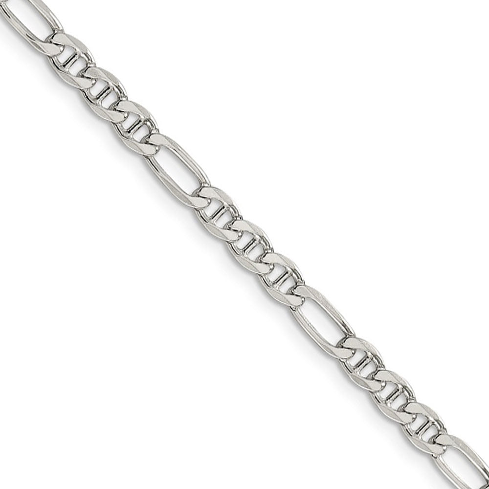 3.75mm Sterling Silver Solid Figaro Anchor Chain Necklace, Item C8607 by The Black Bow Jewelry Co.