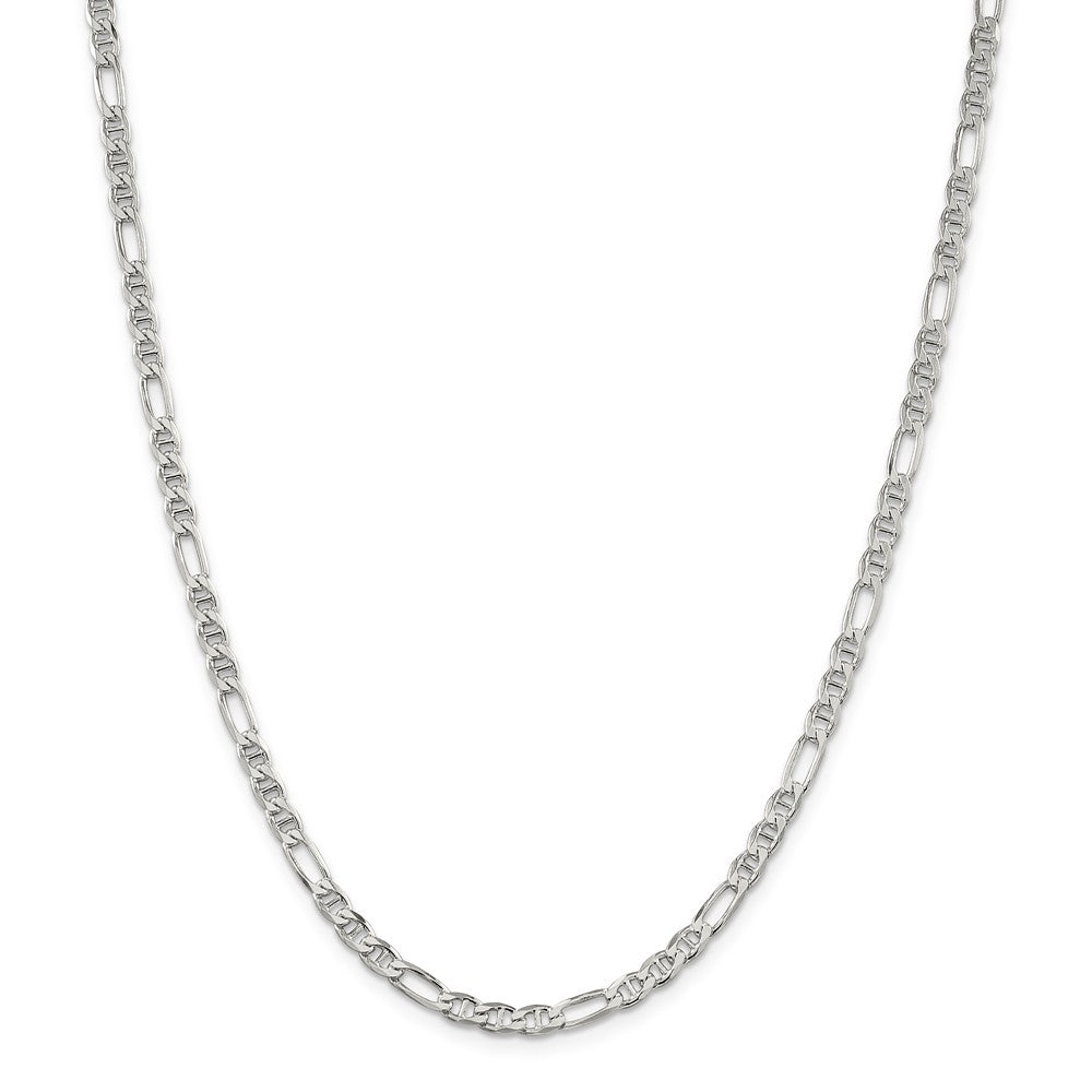 Alternate view of the 3.75mm Sterling Silver Solid Figaro Anchor Chain Necklace by The Black Bow Jewelry Co.