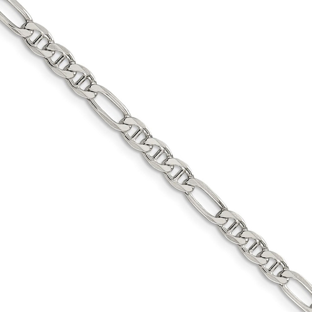 3.75mm Sterling Silver Solid Figaro Anchor Chain Necklace