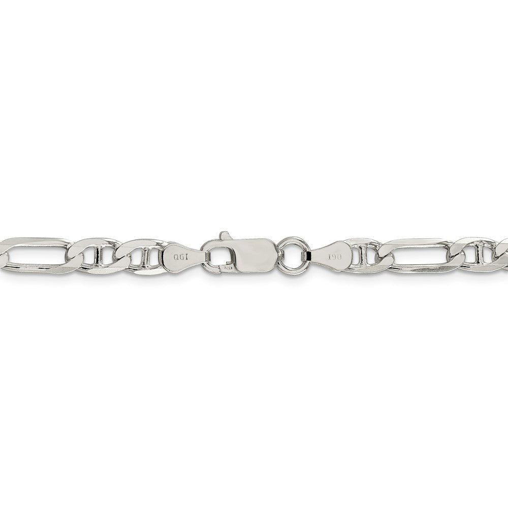 Alternate view of the 5.5mm Sterling Silver Solid Figaro Anchor Chain Bracelet by The Black Bow Jewelry Co.