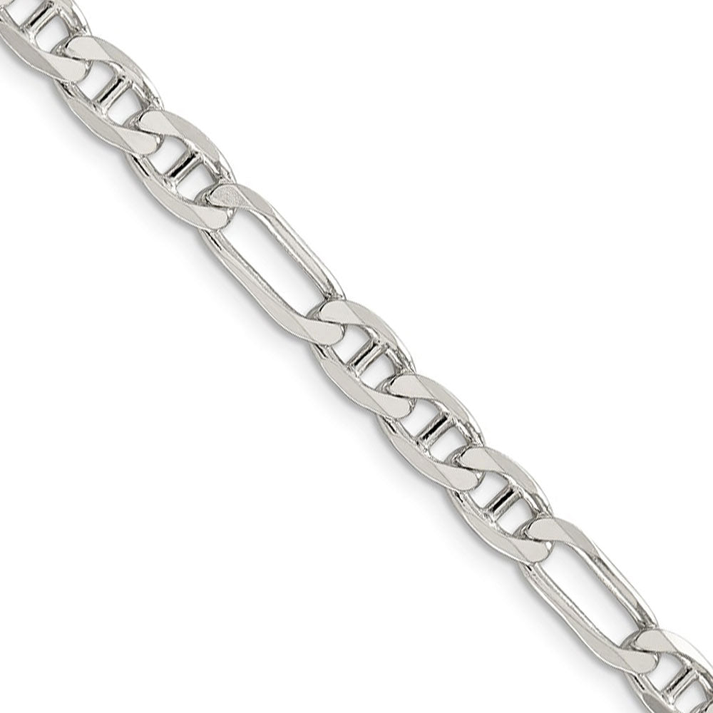5.5mm Sterling Silver Solid Figaro Anchor Chain Necklace