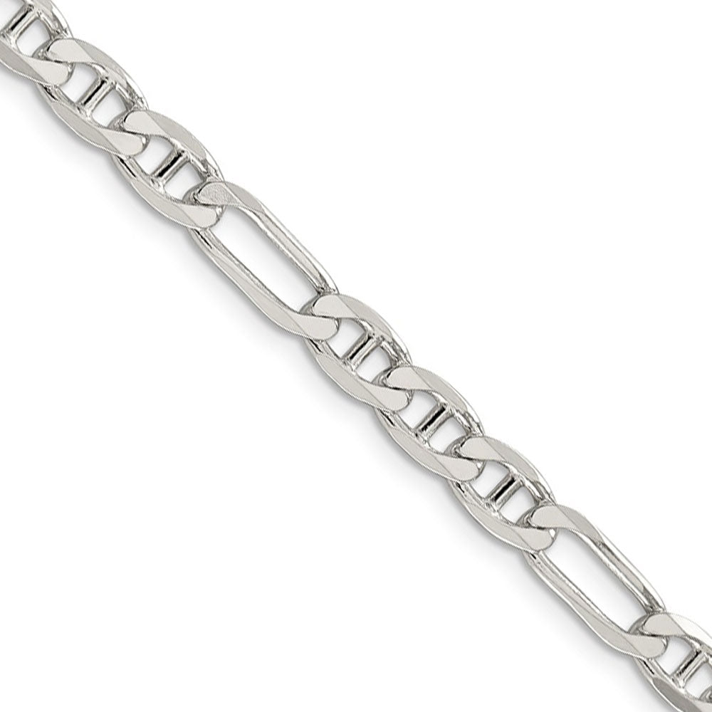 5.5mm Sterling Silver Solid Figaro Anchor Chain Necklace