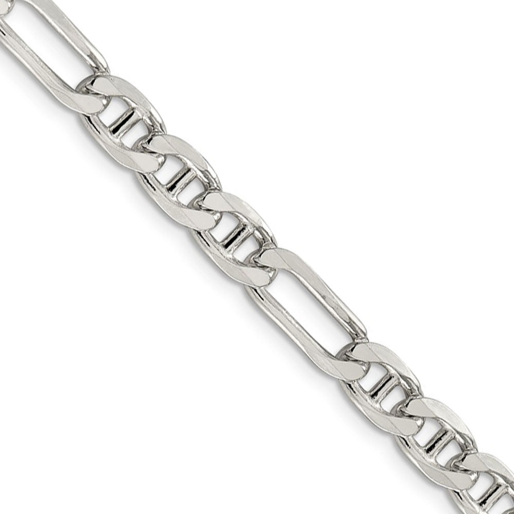 Mens 6.5mm Sterling Silver Solid Figaro Anchor Chain Bracelet, Item C8610-B by The Black Bow Jewelry Co.