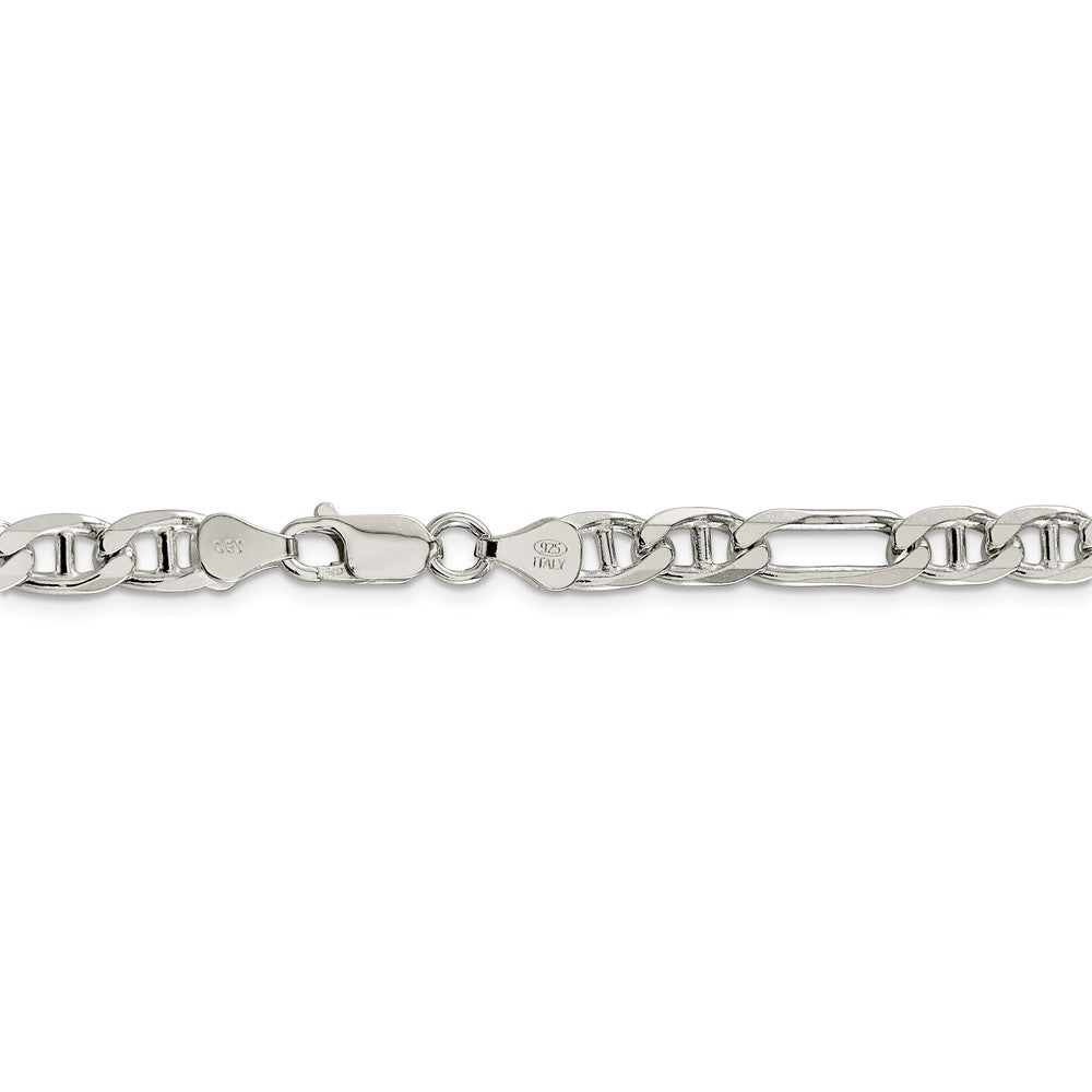 Alternate view of the Mens 6.5mm Sterling Silver Solid Figaro Anchor Chain Bracelet by The Black Bow Jewelry Co.