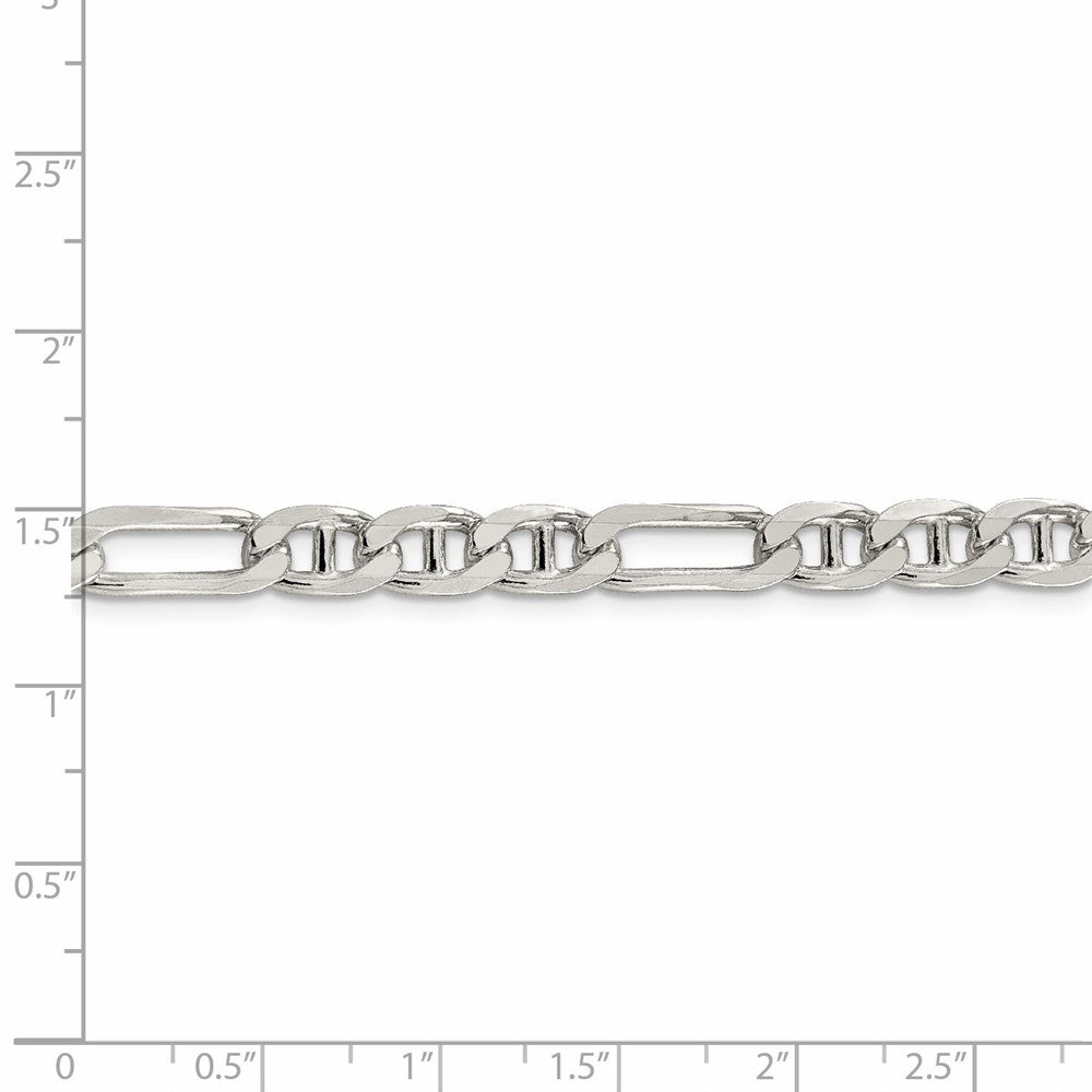 Alternate view of the Mens 6.5mm Sterling Silver Solid Figaro Anchor Chain Bracelet by The Black Bow Jewelry Co.