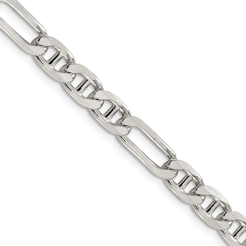 Mens 6.5mm Sterling Silver Solid Figaro Anchor Chain Necklace