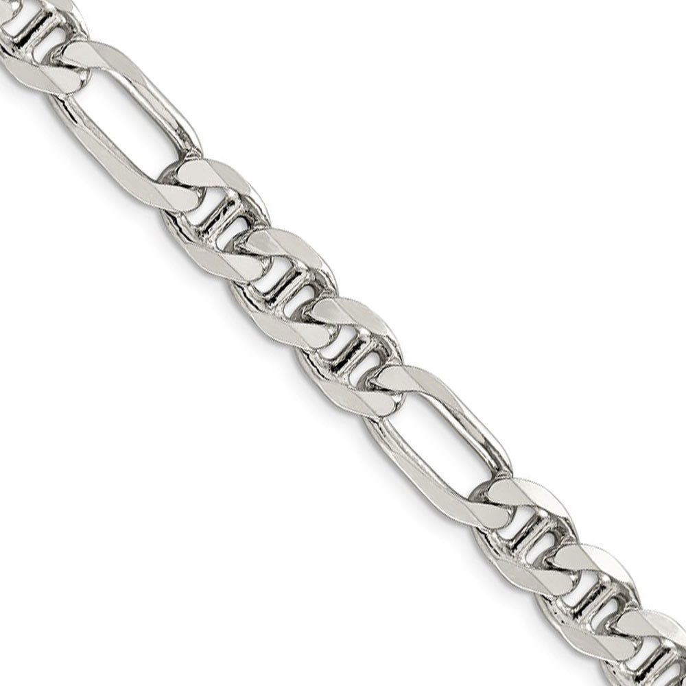 Mens 7.75mm Sterling Silver Solid Figaro Anchor Chain Necklace, Item C8611 by The Black Bow Jewelry Co.